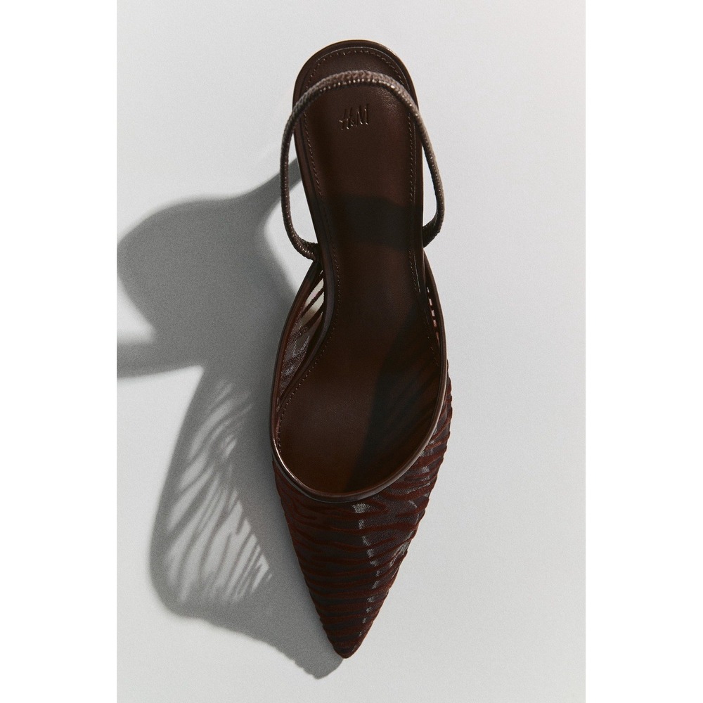 H&M KITTEN-HEELED MESH SLINGBACKS NWOB SIZE 7